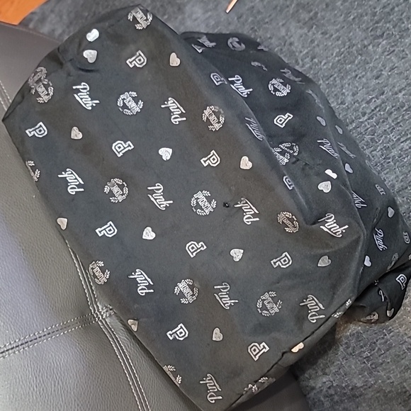 Victoria's Secret PINK Logo Graphic Large Gym Beach Tote Bag Black - Picture 6 of 8